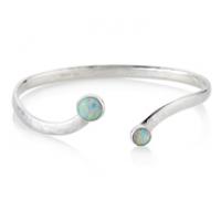 BA092 LV Bangle, White Opals 8 & 10mm